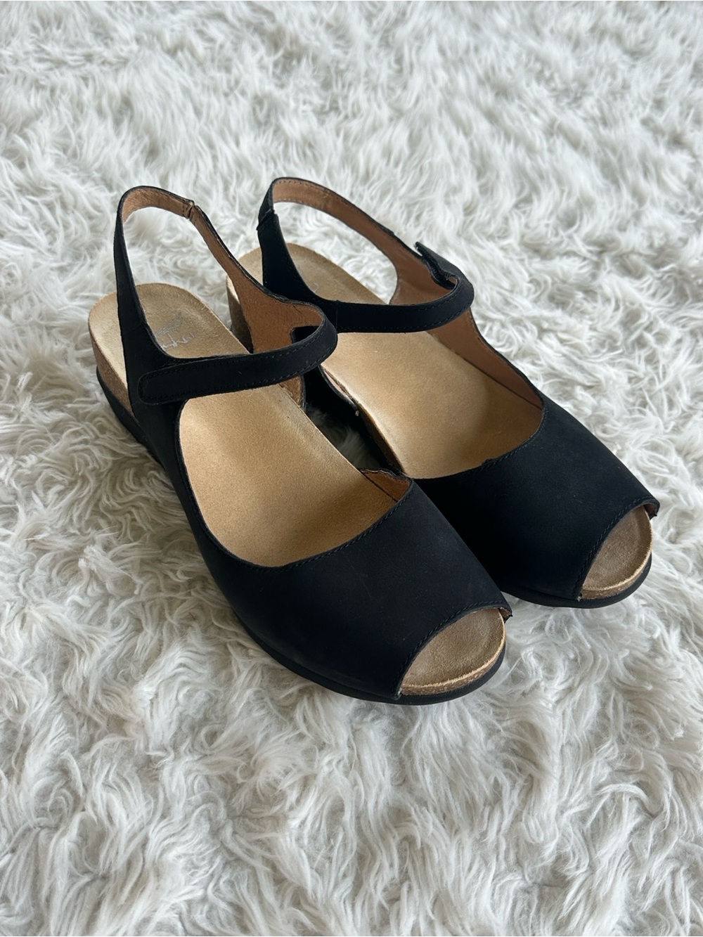 Dansko Marcy Black Nubuck Wedge Sandle size 40